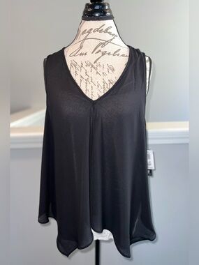 ING Women’s Black Ivory Layered Handkerchief Tunic Top Size 1X NWT